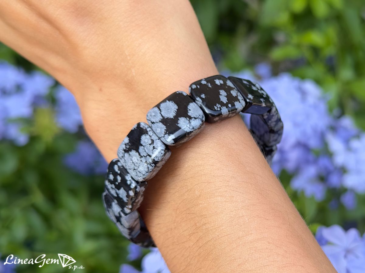 bracciale in ossidiana taglio quadrato